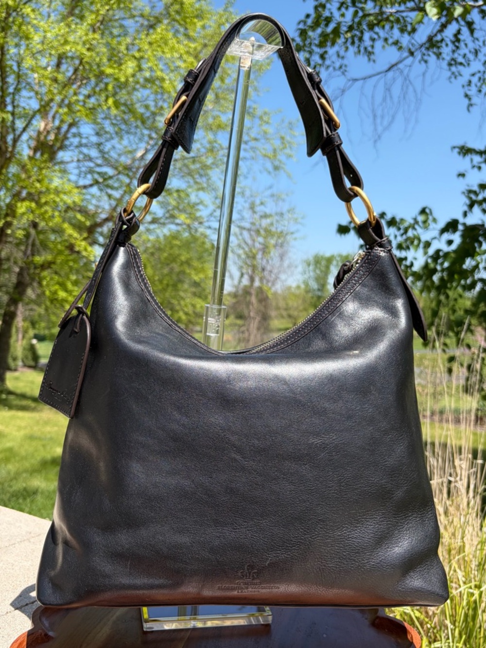 Dooney & Bourke Medium Lucy Black Florentine Leather Hobo NWT - Picture 11 of 17